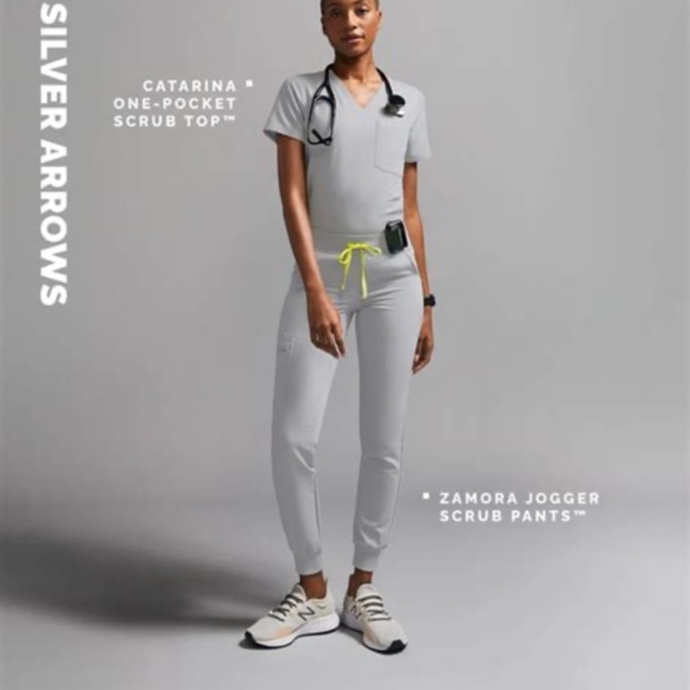 Figs Women’s Joggers Scrubs Set - Silver Arrows Limited Editoon